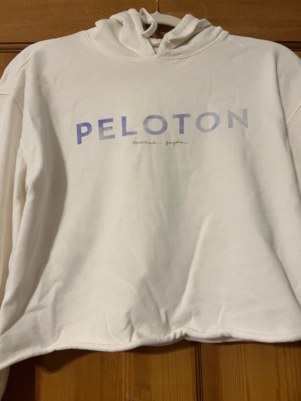 Peloton White Hoodie with Blue Ombre Logo